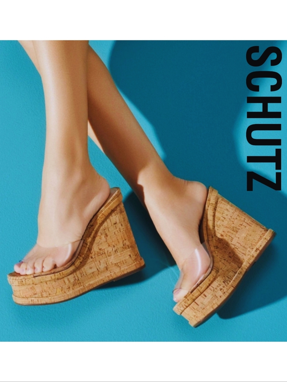 SCHUTZ Women's Dalle Vinyl Sandals, Transparent Tan Size 8.5 Medium US - Picture 6 of 10